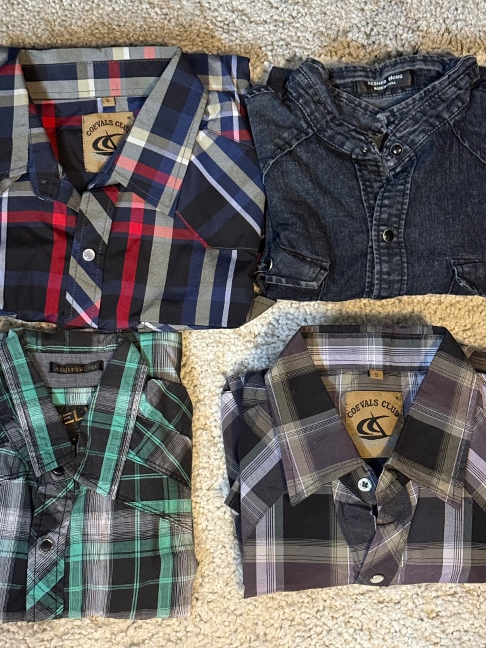 4pc Men’s Small Western Pearl Snap Shirt Lot